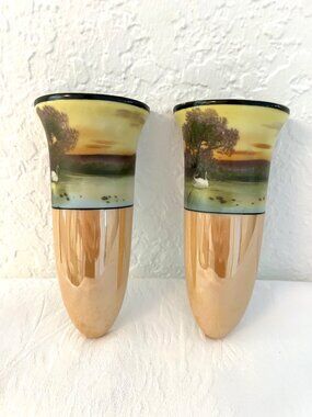 1920s Art Deco Noritake Wall Pockets, a Pair